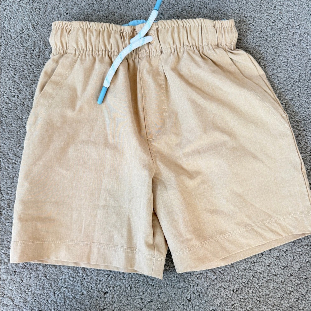 Tan Elastic Waist Shorts with Drawstring